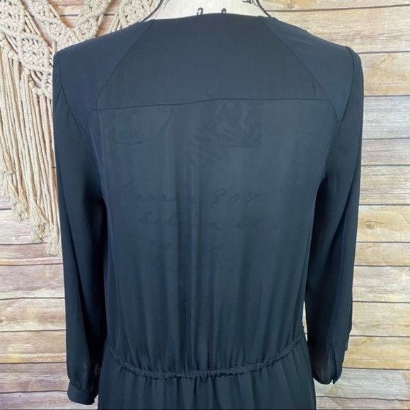 Rebecca Taylor | NWOT Silk Long Sleeve Double Georgette Flutter Hem Shirt Dress - Picture 6 of 9